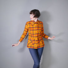 Load image into Gallery viewer, 60s / 70s ORANGE CHECK DOG EAR COLLAR LIGHT COTTON SHIRT JACKET - XS-S