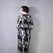 Load image into Gallery viewer, 70s BLACK AND WHITE PSYCHADELIC NUDE LADY FLORAL PRINT MAXI DRESS - S