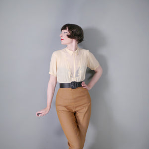 DELICATE YELLOW SILK 40s CUT OUT BLOUSE - M