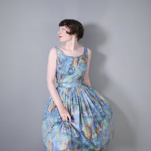 50s IMPRESSIONIST BALLET / BALLERINA PRINT CO ORD 2 PIECE SKIRT AND BLOUSE - S