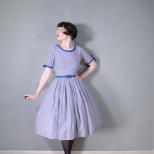 Load image into Gallery viewer, 50s HORROCKSES FASHIONS BLUE WHITE STRIPE NAUTICAL COTTON DRESS - S