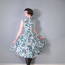 Load image into Gallery viewer, 50s CALIFORNIA COTTONS GREEN IVY LEAF PRINT FULL SKIRTED DAY DRESS - S