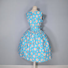 Load image into Gallery viewer, 50s NOVELTY GEM PRINT TURQUOISE COTTON DAY DRESS - S