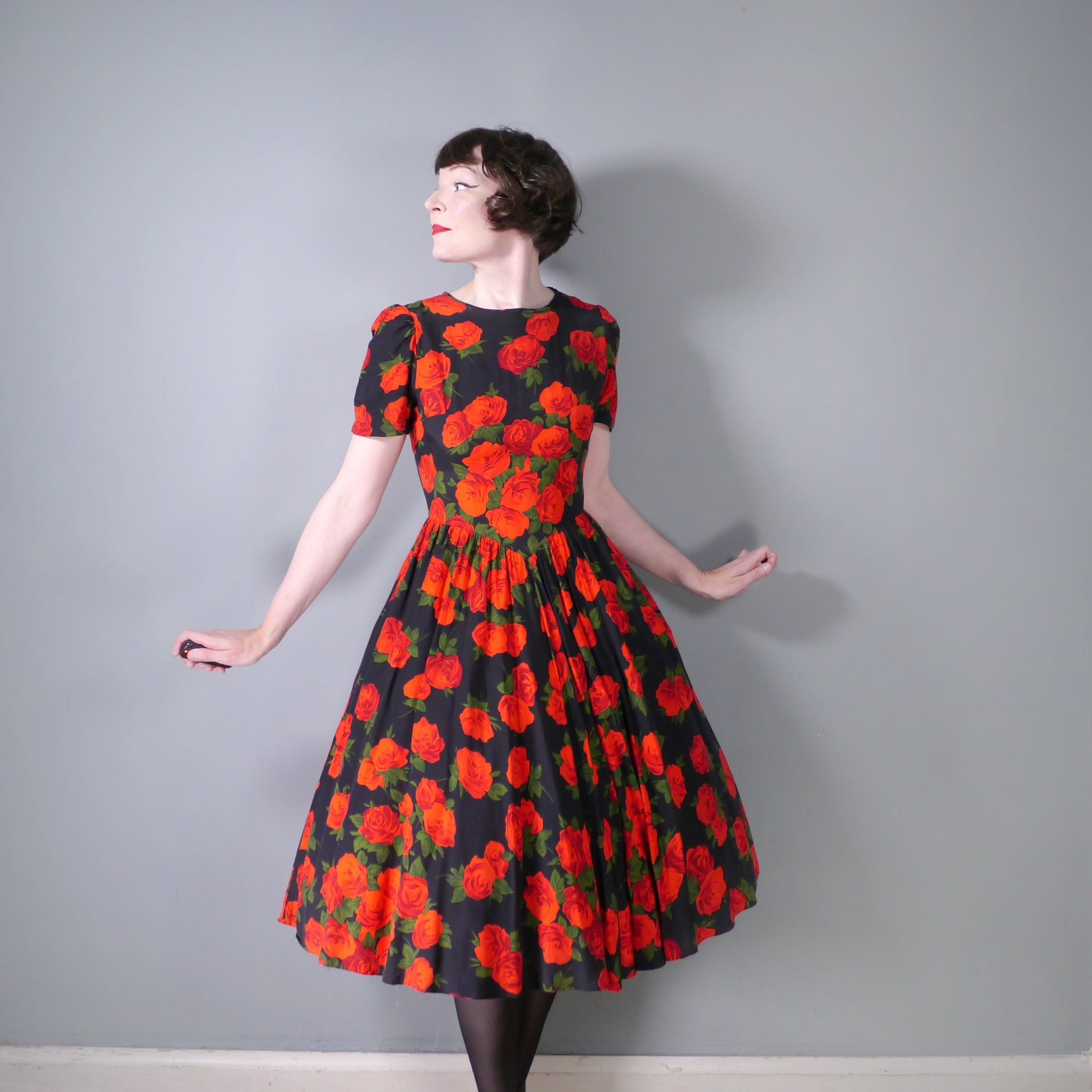red rose pattern dress Floral Red Rose Printed Designer Long Prom Dress