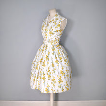 Load image into Gallery viewer, 60s YELLOW FLORAL PRINT SHIRTWAISTER COTTON DRESS BY TOOTAL - S