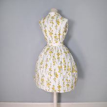 Load image into Gallery viewer, 60s YELLOW FLORAL PRINT SHIRTWAISTER COTTON DRESS BY TOOTAL - S