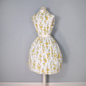 60s YELLOW FLORAL PRINT SHIRTWAISTER COTTON DRESS BY TOOTAL - S