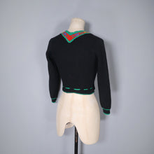 Load image into Gallery viewer, 60s BAVARIAN RIB KNIT WITH EMBROIDERED FLOWERS FOLKLORE CARDIGAN - PETITE XS