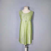 Load image into Gallery viewer, 60s PALE GREEN SHIMMERING LUREX EMPIRE MINI PARTY DRESS - M