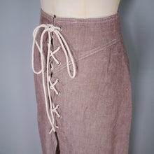 Load image into Gallery viewer, 70s NAUTICAL JAEGER SKIRT WITH ROPE LACE UP SLIT FRONT - 25&quot;