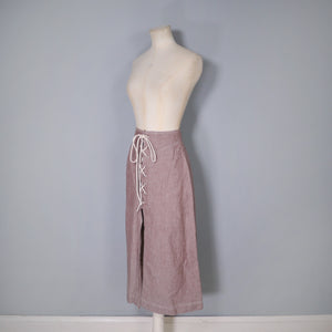 70s NAUTICAL JAEGER SKIRT WITH ROPE LACE UP SLIT FRONT - 25"