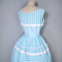 Load image into Gallery viewer, 50s 60s TURQUOISE GINGHAM COTTON SUN DRESS WITH BIG POCKETS - S