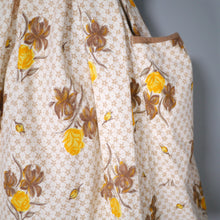 Load image into Gallery viewer, 50s 60s BROWN AND ORANGE FLORAL DAY DRESS WITH BIG POCKETS AND FULL SKIRT - XS