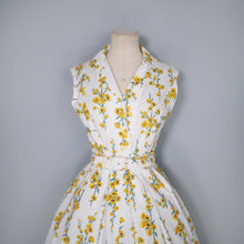 Load image into Gallery viewer, 60s YELLOW FLORAL PRINT SHIRTWAISTER COTTON DRESS BY TOOTAL - S