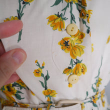 Load image into Gallery viewer, 60s YELLOW FLORAL PRINT SHIRTWAISTER COTTON DRESS BY TOOTAL - S