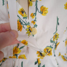 Load image into Gallery viewer, 60s YELLOW FLORAL PRINT SHIRTWAISTER COTTON DRESS BY TOOTAL - S