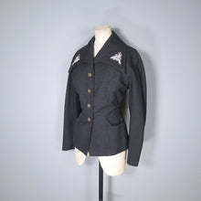 Load image into Gallery viewer, 50s SIMON MASSEY GREY WOOL JACKET WITH DECORATIVE EMBROIDERED COLLAR - M