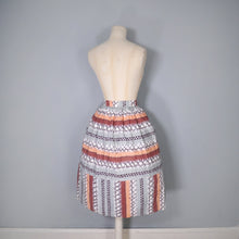 Load image into Gallery viewer, 40s 50s &quot;IDEALE&quot; AUTUMNAL BROWN GREY PATTERN BUTTON THROUGH FULL SKIRT - 26&quot;