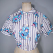 Load image into Gallery viewer, CROPPED 50s FLORAL BOLERO SHIRT JACKET WITH PETER PAN COLLAR - S