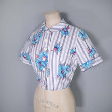 Load image into Gallery viewer, CROPPED 50s FLORAL BOLERO SHIRT JACKET WITH PETER PAN COLLAR - S