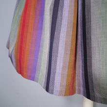 Load image into Gallery viewer, 50s 60s COS COB DARK RAINBOW STRIPE SHIRTWAISTER DAY DRESS WITH FULL SKIRT - S