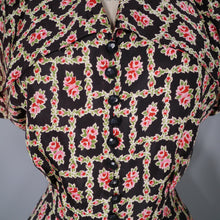 Load image into Gallery viewer, 40s TONI TODD BROWN SMALL ROSE PRINT FLORAL DRESS - S