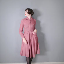 Load image into Gallery viewer, 70s does 40s WALLIS WOOL BLEND DUSKY PINK ZIP FRONT DRESS - XS-S
