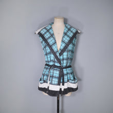 Load image into Gallery viewer, 60s BLUE BLACK AND WHITE CHECK TERRY TOWELLING BEACH JACKET - M