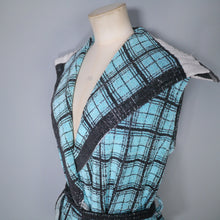 Load image into Gallery viewer, 60s BLUE BLACK AND WHITE CHECK TERRY TOWELLING BEACH JACKET - M