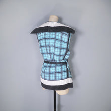 Load image into Gallery viewer, 60s BLUE BLACK AND WHITE CHECK TERRY TOWELLING BEACH JACKET - M