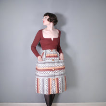 Load image into Gallery viewer, 40s 50s &quot;IDEALE&quot; AUTUMNAL BROWN GREY PATTERN BUTTON THROUGH FULL SKIRT - 26&quot;