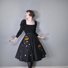 Load image into Gallery viewer, 50s BLACK SPORTAVILLE NOVELTY SILVER COIN AND 3D PURSE DESIGN FULL SKIRT - 25&quot;