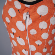Load image into Gallery viewer, 50s 60s MINIMALIST APPLE PRINT LIGHT ORANGE-CORAL DAY DRESS - XS-S