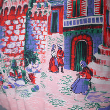 Load image into Gallery viewer, PINK 50s NOVELTY BORDER VILLAGE PRINT SKIRT - 24&quot;