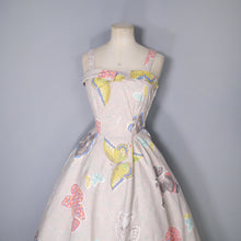 Load image into Gallery viewer, GORGEOUS 50s HANDMADE LARGE BUTTERFLY PRINT FULL SKIRTED SUN DRESS - XS