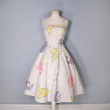 Load image into Gallery viewer, GORGEOUS 50s HANDMADE LARGE BUTTERFLY PRINT FULL SKIRTED SUN DRESS - XS