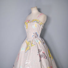 Load image into Gallery viewer, GORGEOUS 50s HANDMADE LARGE BUTTERFLY PRINT FULL SKIRTED SUN DRESS - XS