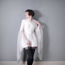 Load image into Gallery viewer, 70s MINI WEDDING DRESS WITH HUGE DRAPED ANGEL SLEEVES - XXS-XS