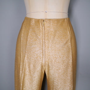 60s GOLD GLITTERY LUREX 2 PIECE SET - TUNIC TOP AND TROUSERS - S