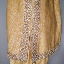 Load image into Gallery viewer, 60s GOLD GLITTERY LUREX 2 PIECE SET - TUNIC TOP AND TROUSERS - S