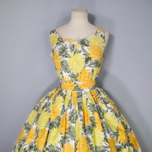Load image into Gallery viewer, 50s HORROCKSES FASHIONS ORANGE, YELLOW AND GREEN FLORAL COTTON DRESS - S