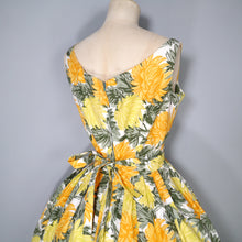 Load image into Gallery viewer, 50s HORROCKSES FASHIONS ORANGE, YELLOW AND GREEN FLORAL COTTON DRESS - S
