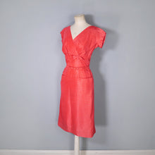 Load image into Gallery viewer, 50s RED SPARKLY SILVER THREADED COCKTAIL WIGGLE DRESS WITH BELT - XS