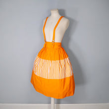 Load image into Gallery viewer, BRIGHT ORANGE STRIPE 50s PINAFORE SUSPENDER / BRACES SKIRT - 25&quot;