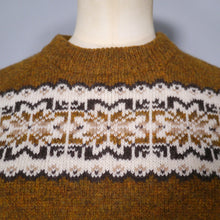 Load image into Gallery viewer, WARM EARTHY BROWN PURE WOOL FAIRISLE JUMPER - L