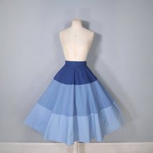 Load image into Gallery viewer, 70s/80s DOES 50s TIERED BLUE COLOURBLOCK FULL SKIRT - 30&quot;