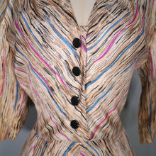 Load image into Gallery viewer, 40s LESLIE FAY PATTERNED SILKY FIT AND FLARE SLEEVED SHIRT DRESS - S