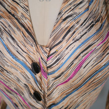 Load image into Gallery viewer, 40s LESLIE FAY PATTERNED SILKY FIT AND FLARE SLEEVED SHIRT DRESS - S