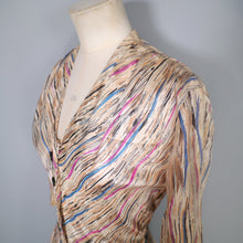 Load image into Gallery viewer, 40s LESLIE FAY PATTERNED SILKY FIT AND FLARE SLEEVED SHIRT DRESS - S