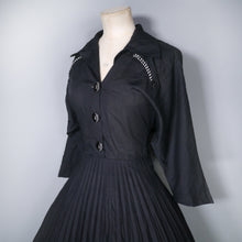 Load image into Gallery viewer, 70s does 50s BRIDGET OF STRAWBERRY STUDIO BLACK PLEATED WESTERN COWBOY DRESS - XS-S